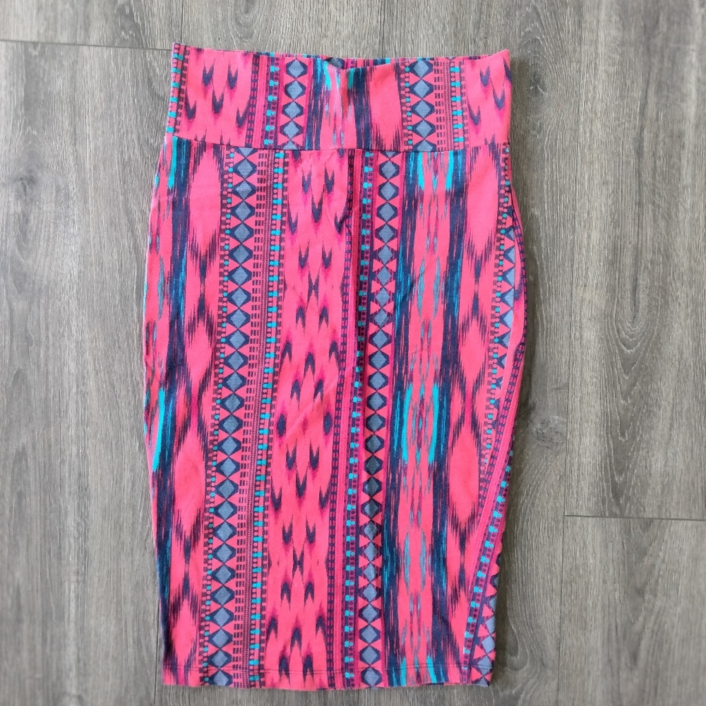 Charlotte Russe Red & Blue Elastic Waist Pencil Skirt Size Medium